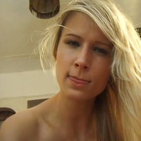 I film the blonde Ingrid with the phone, an exhibitionist