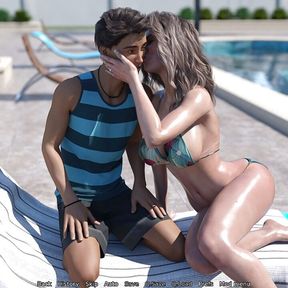 A Wife And StepMother AWAM Hot Scene #13.1 Relax by the Pool