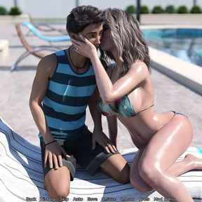 A Wife And StepMother AWAM Hot Scene #13.1 Relax by the Pool