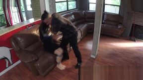 Naughty Mi Doan is undressed and banged hard on creepy Brunos sofa