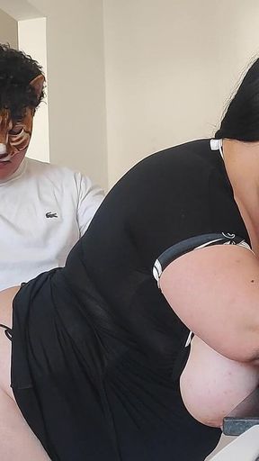 Sexy and Hot Stepmom, Only Fans in Slow Motion, in the Kitchen