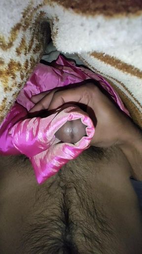 Satin Silk Handjob Porn - Handjob with Pink Shaded Satin Silky Suit of Neighbour Bhabhi (41)