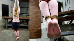 0100 Stretched in Slouch Socks Catherine Sterling Suspended in Slouch Socks and Sweater – A Custom Video! Knitwear in Pink over Pantyhose Pleases POV Playmate during Bondage Meet Up! HD Video