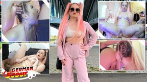 German scout Maria Gail's pink hair, saggy breasts in rough German ass&#x1F351;-sex casting, teeny.