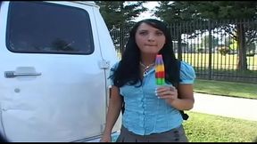 Black Haired Beauty Deena Daniels Gives Him Head and Enjoys a Big Cock