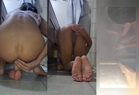 Cute femboy chubby bottom gets destroyed in shower with thick dildo gape and filthy moans