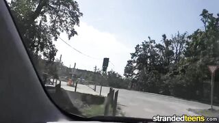 Mofos - Hitchhiking student gives blowjob