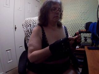 big beautiful woman Granny Wearing Hose Size 11 Feet Smokin' a Cigar