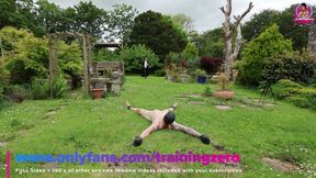 Training Zero Outdoor Femdom Bondage - Keeping Him Under Control All Day
