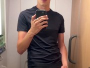 Hung twink Milo gets super horny on the train and shoots a big load