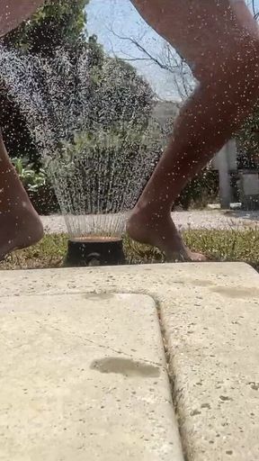 Cum with Water in the Garden