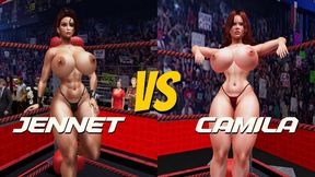 Topless big tit female pro wrestling: Jennet vs Camila 720p