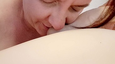 Biting licking balls of a transgender friend