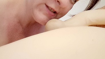 Biting licking balls of a transgender friend