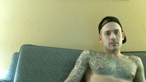 Tatted Latin Thug Jerks His Cock and Blows Huge Cumshot