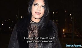 Latina with big tits rides public agent's fat dick