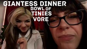 Giantess Dinner Bowl of Tinies Vore - WMV SD - featuring Fae D'Cay and Jane Judge, with hungry giantesses eating tiny men, with mouth and teeth fetish in an endoscope close up with swallowing, belly rubbing, digesting, and lots of tasty vore dirty talk
