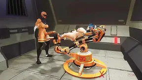 Busty Babe Rides Cyber Fuck Machine with Sexy Shemale Lover
