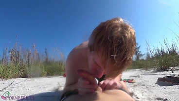 Horny boys on a wild beach having a blowjob and cum
