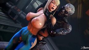 Galactic Warrior's Big Tits and Ass Get Penetrated by Huge Cock