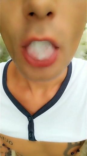 Twink Chews Cum Till Its Foam, Makes Cum Bubbles Then He Eats Own Cum Too