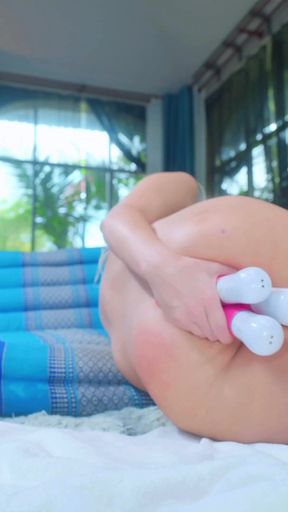 Anal Destroyed with 2 Rotating Dildos and Huge Plug