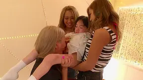 Midget Fucker Goes to Town on Three Jap Twats MILFs