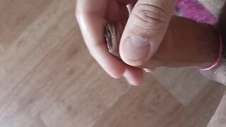 Screams of pleasure as big cock fills foreskin with cum
