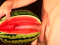 water melon cum - fucking a melon and cumming