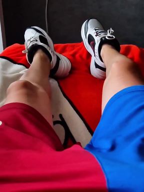 Young Twink Footballer Jerks off Without Taking off His Sneakers