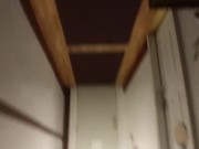 Big Dick swinging in public hallway with camera above