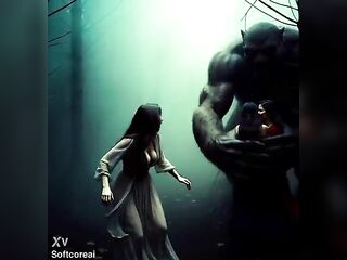 Woman Running From Monster (AI Generated)