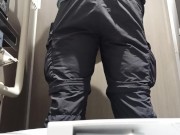 pissing uncutted cock, balls view