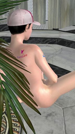 Gorgeous Shemale Shakes Dick Sitting in Hall 3D Cartoon Hentai