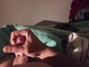 A quick wank before bedtime. Shhhh! Landlady next door. Nice cumshot