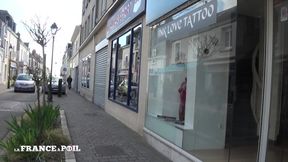 Chubby Inked Blonde Slut in Lingerie Rides Easily a Client's Cock with Her Ass Till Getting His Hot Cum in Mouth