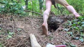 Heather masturbating in the woods