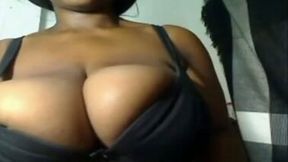 Amazing homemade solo with my ebony wife milking her boobs