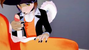 Furry yaoi foxes creampie in university bathroom