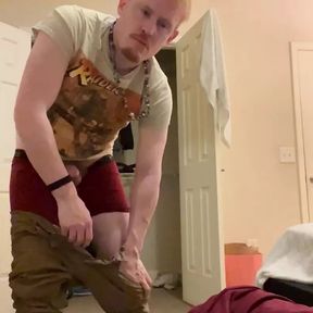 Ginger jock bareass striptease with homemade vibrator