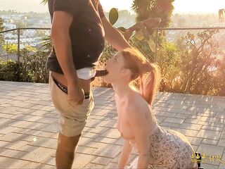Ginger Snowbunny Caught Having Sunset Sex And Giving Public Deepthroat