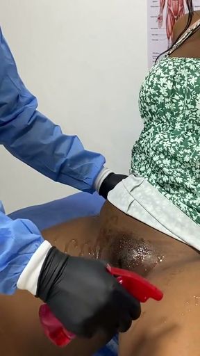 The gynecologist spreads her legs and fucks her while examining her   Clip 1