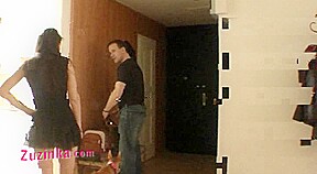 Amateur chick Zuzinka plays with a stranger