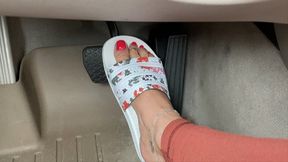 Mimi Drives the BMW in Adidas Slides