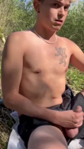 Young twink got horney in the woods   Clip 1