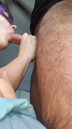 BIG TIT MILF SUCKS NEIGHBORS DICK WITH CUMSHOT