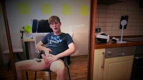Blonde Boy 18+ chases big fat cock - Cumshot