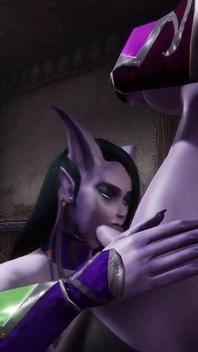 Draenei Futa Dickgirl Gets a Blowjob by a Dickgirl - Warcraft Porn Parody