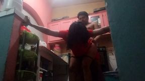 I in the kitchen before my wife gets to the cleaning lady