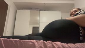 Muffled stinky farts in black tight leggings